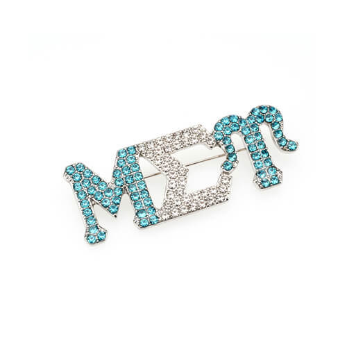 custom small white and green rhinestone letter lapel pins small order vendors personalized diamond logo pin brooches wholesale manufacturers